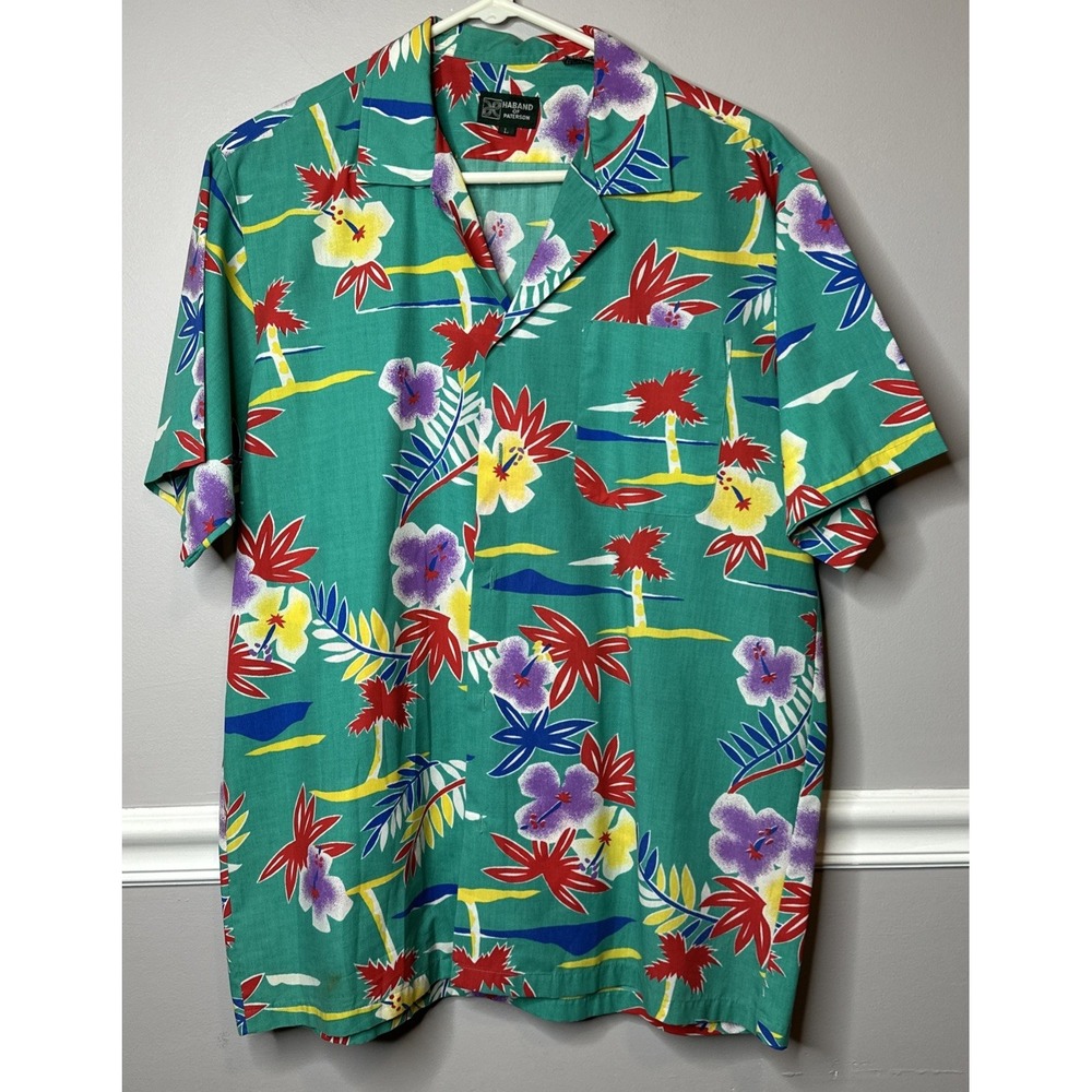 Haband Tropical‎ Hawaiian Shirt Men's Large Green USA